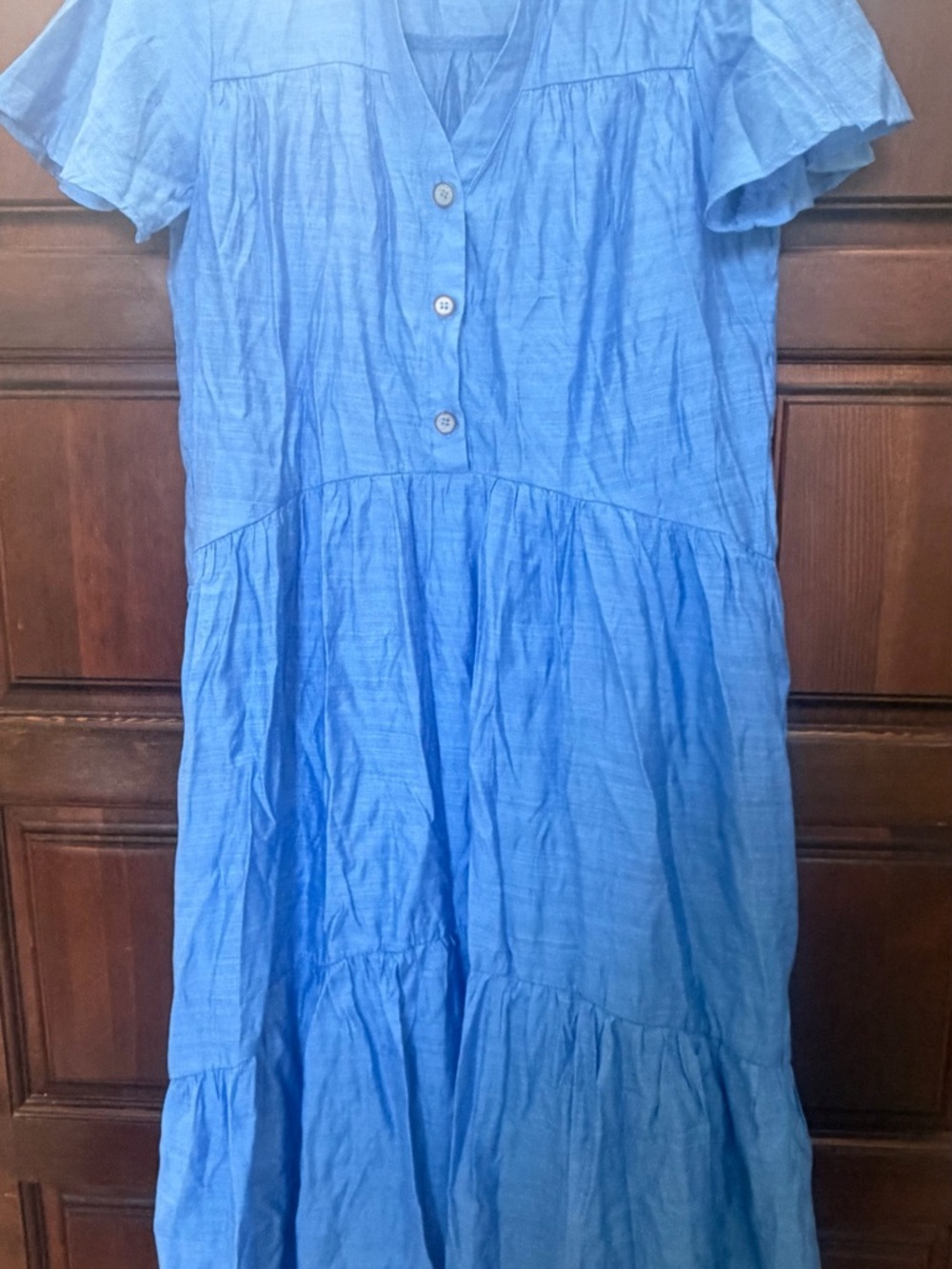 Umgee blue Tiered Button-Front Dress 0068